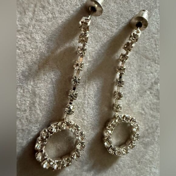 Sparkly Rhinestone Drop Circle Earrings – Elegant Statement Jewelry - Picture 10 of 17